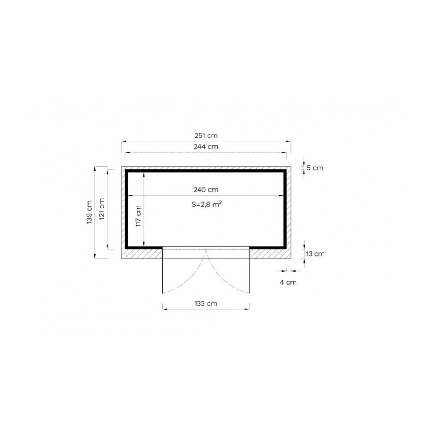Abri de jardin bois Midway – 244 x 121 cm — miniature 3