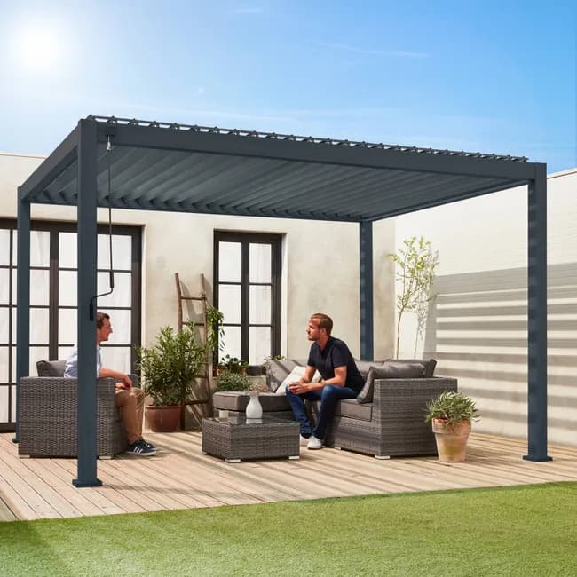 Pergola Bioclimatique gris anthracite – Triomphe – 3x4m. aluminium. à lames orientables TRIOMPHE 4X3M — vue 1