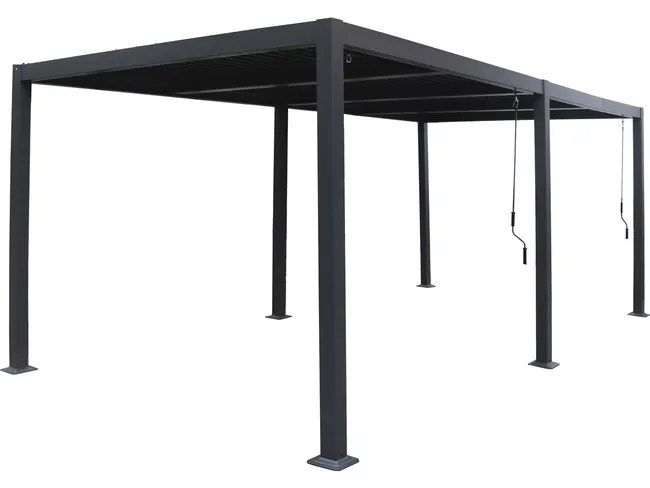 Pergola bioclimatique "Windsor" en aluminium - 3 x 6 m - Gris — vue 1