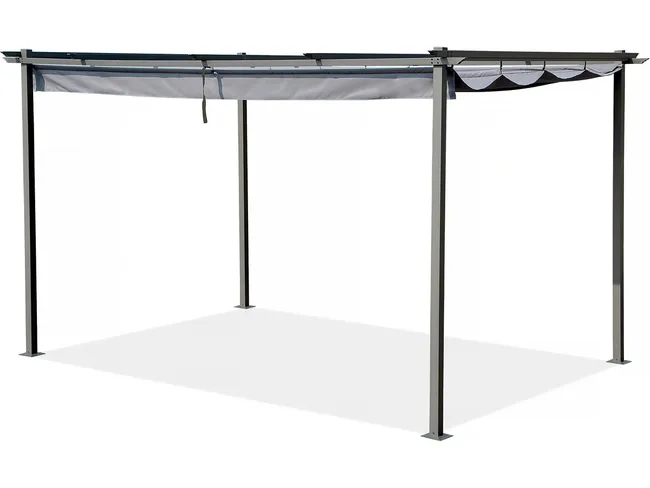 Pergola en métal avec toit rétractable - 3 x 4 m - Gris anthracite — vue 1